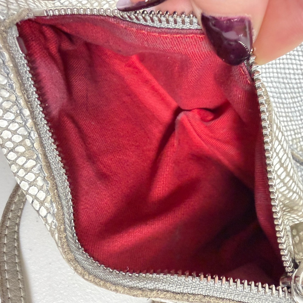 Hammitt Crossbody Bag Silver Python Embossed Leat… - image 9